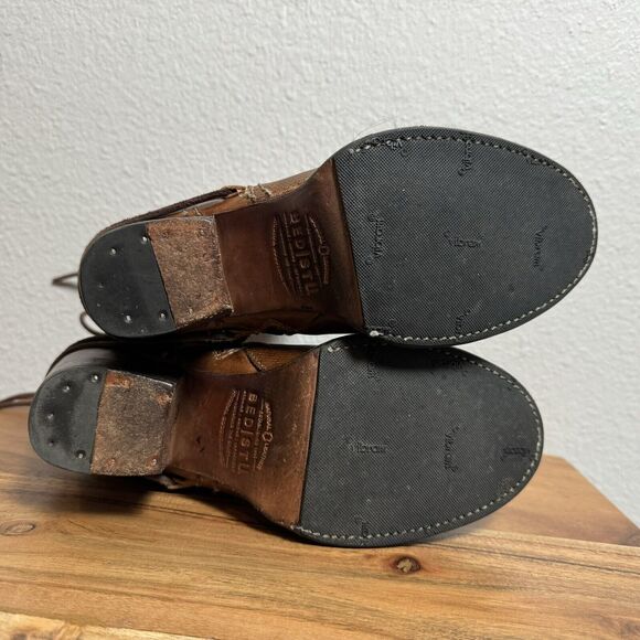Bed Stu Blaire Cobbler Series Leather Back Lace Up Boots 6.5 Rust Brown Textured - Picture 9 of 12
